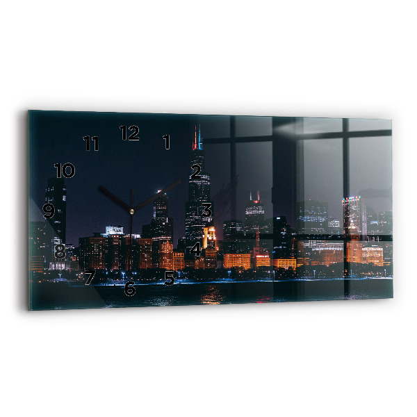 Horizontal wall clock Chicago Cityscape