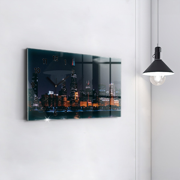 Horizontal wall clock Chicago Cityscape
