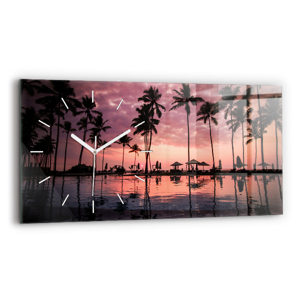Horizontal wall clock Palm trees in Hawaii