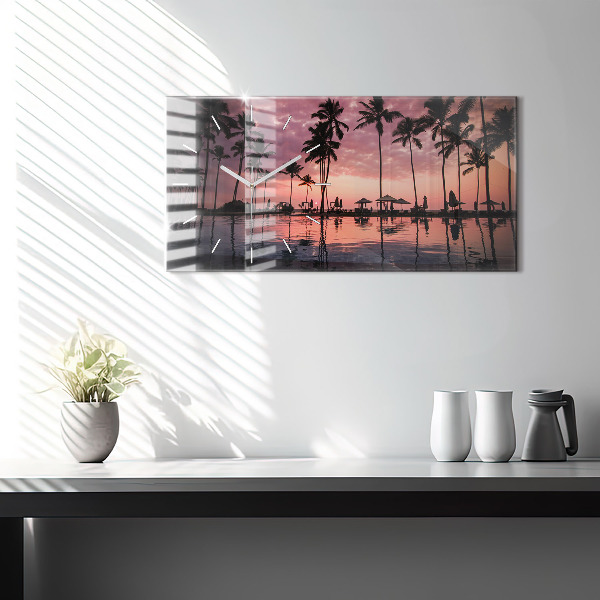 Horizontal wall clock Palm trees in Hawaii
