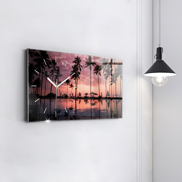 Horizontal wall clock Palm trees in Hawaii