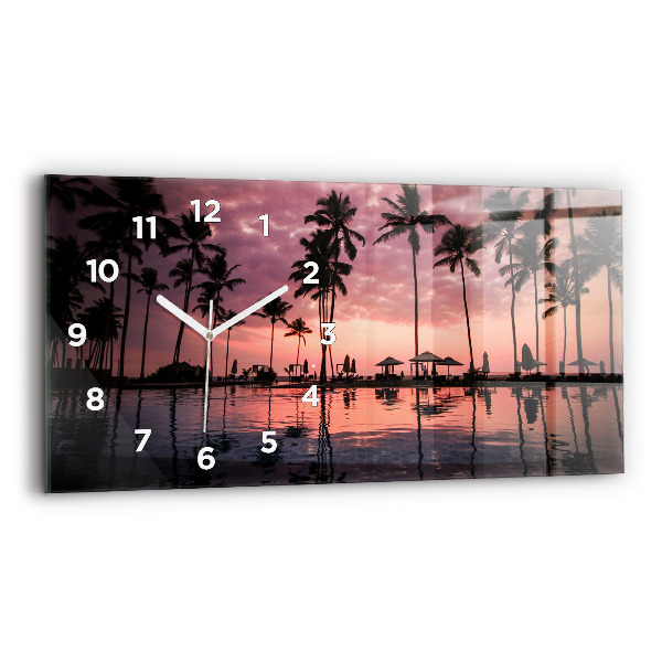 Horizontal wall clock Palm trees in Hawaii
