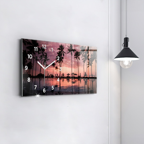 Horizontal wall clock Palm trees in Hawaii