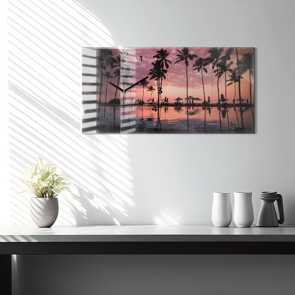 Horizontal wall clock Palm trees in Hawaii