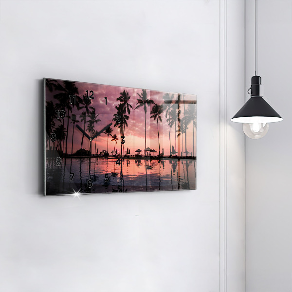 Horizontal wall clock Palm trees in Hawaii