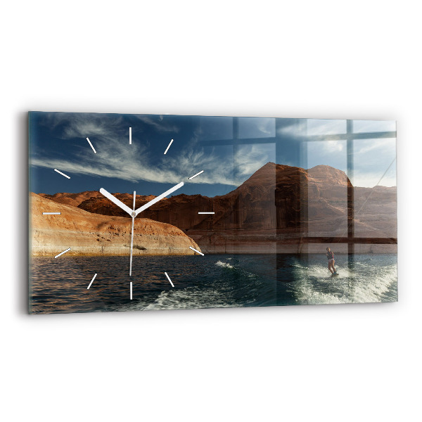 Horizontal wall clock Person on water skis