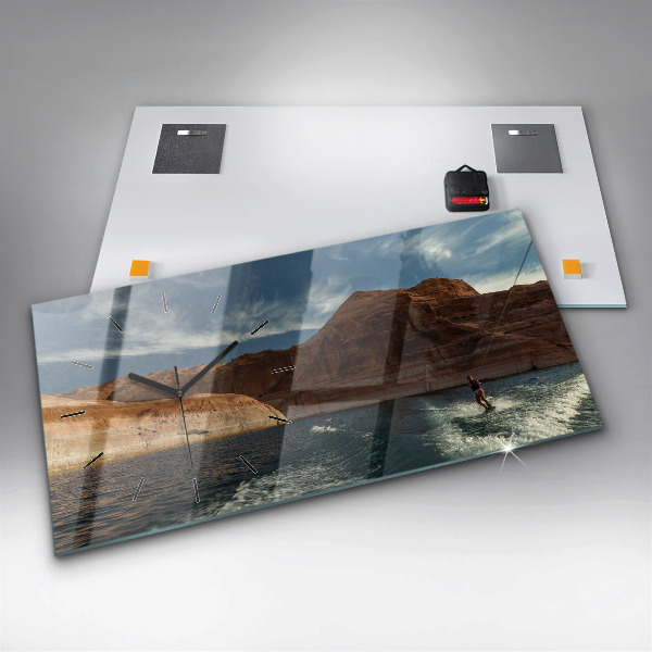 Horizontal wall clock Person on water skis