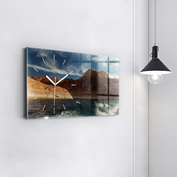 Horizontal wall clock Person on water skis
