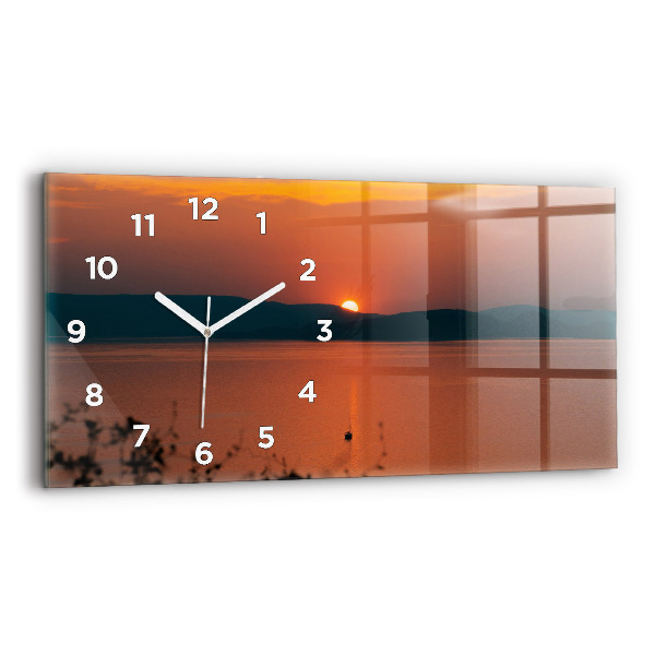 Horizontal wall clock Lake Balaton in the evening