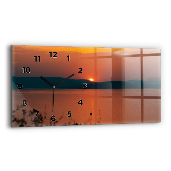 Horizontal wall clock Lake Balaton in the evening