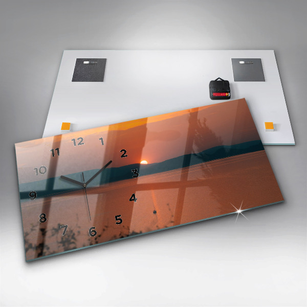 Horizontal wall clock Lake Balaton in the evening