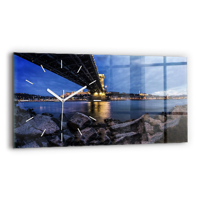 Horizontal wall clock Rocky shore under the bridge