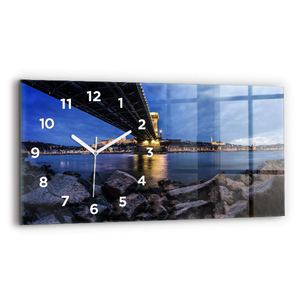 Horizontal wall clock Rocky shore under the bridge