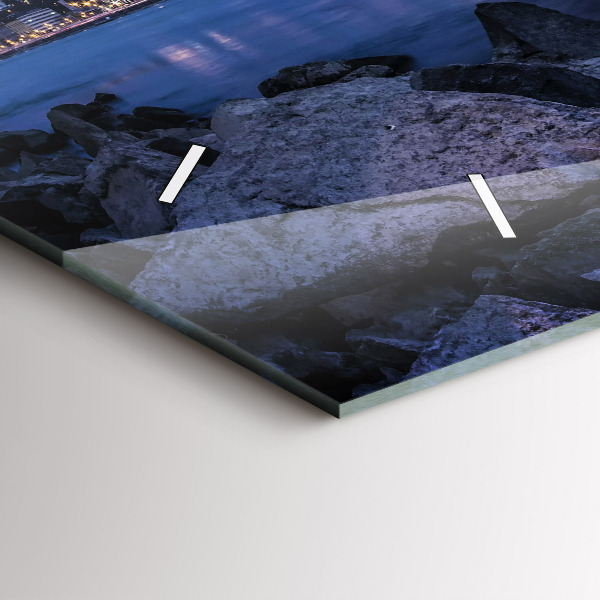 Horizontal wall clock Rocky shore under the bridge