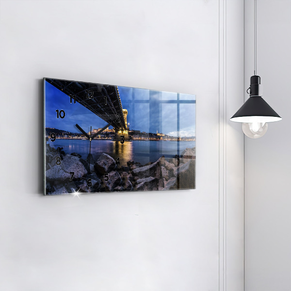 Horizontal wall clock Rocky shore under the bridge