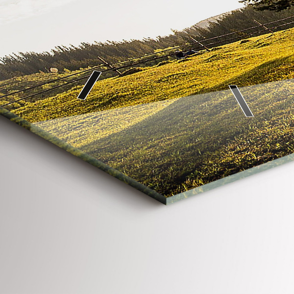 Horizontal wall clock A tree on a hill