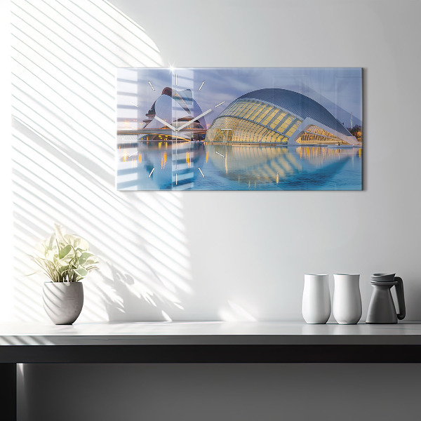 Horizontal wall clock City sunset