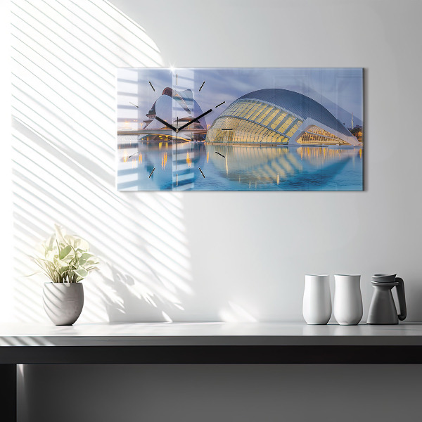 Horizontal wall clock City sunset