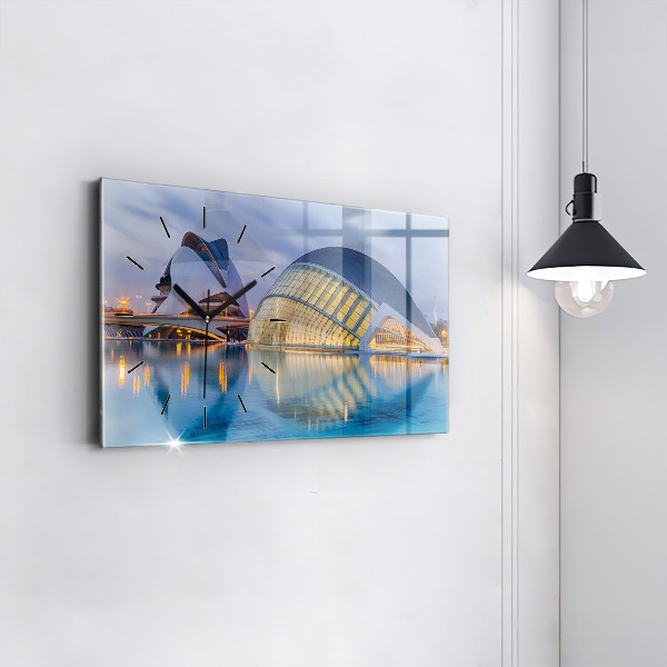 Horizontal wall clock City sunset