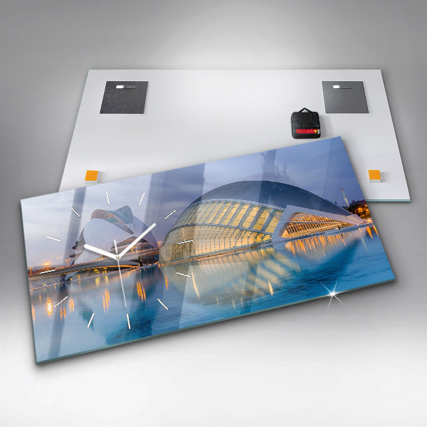 Horizontal wall clock City sunset