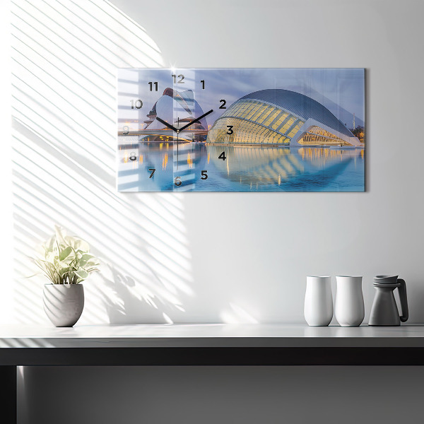 Horizontal wall clock City sunset