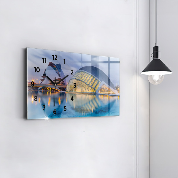 Horizontal wall clock City sunset
