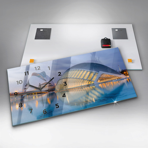 Horizontal wall clock City sunset