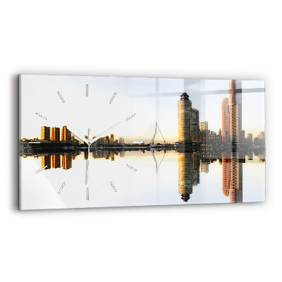 Horizontal wall clock A city on the river
