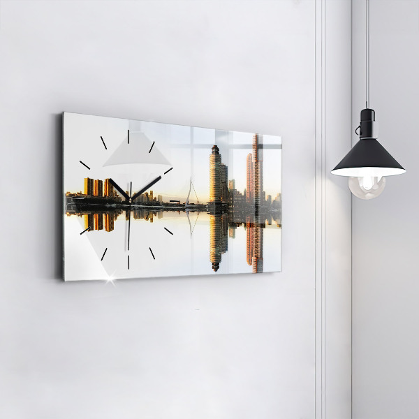 Horizontal wall clock A city on the river