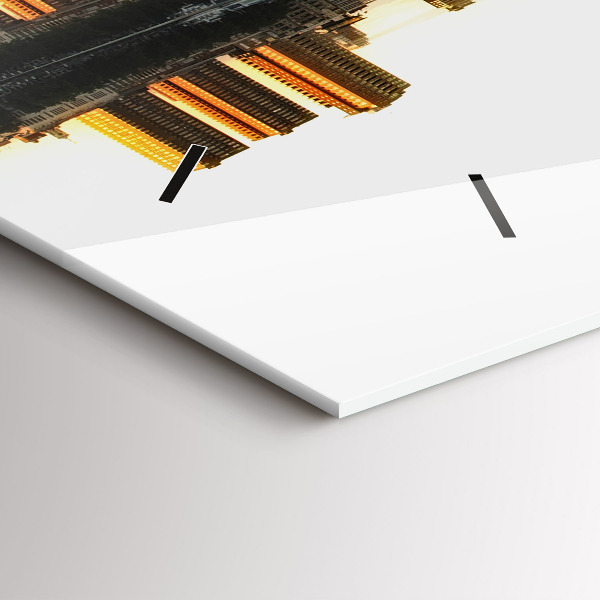 Horizontal wall clock A city on the river