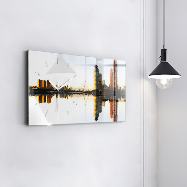 Horizontal wall clock A city on the river