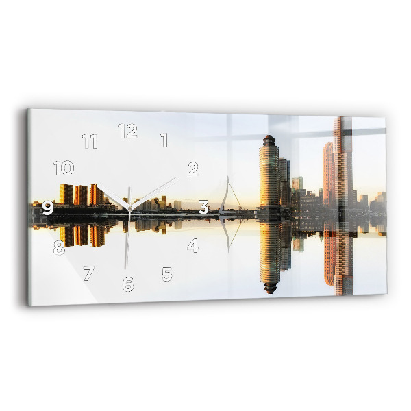 Horizontal wall clock A city on the river