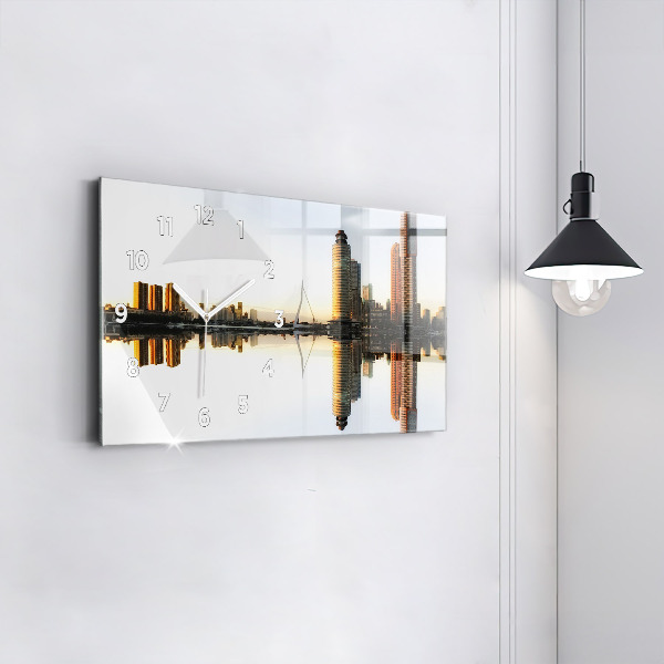 Horizontal wall clock A city on the river