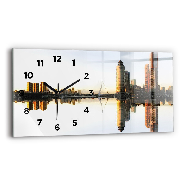 Horizontal wall clock A city on the river