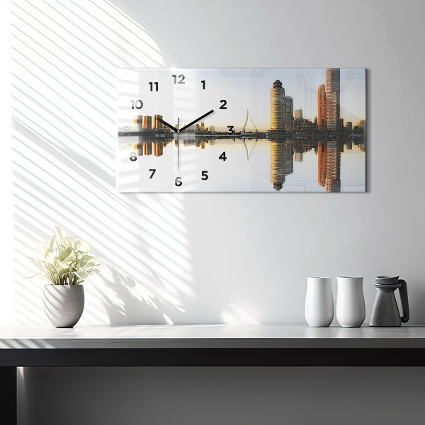 Horizontal wall clock A city on the river