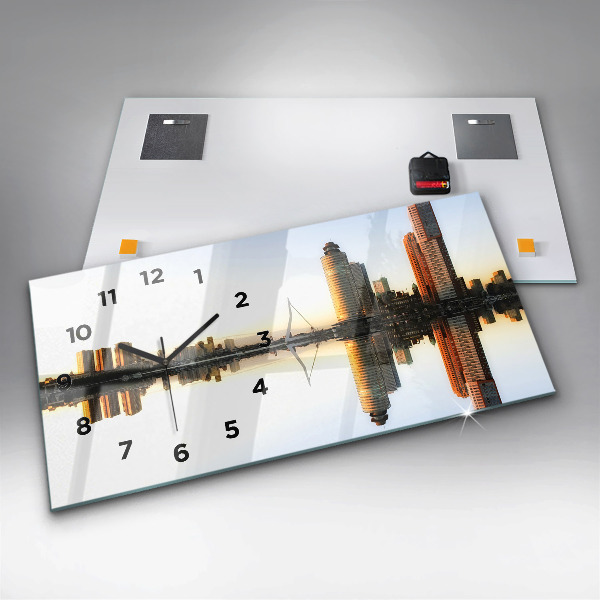 Horizontal wall clock A city on the river