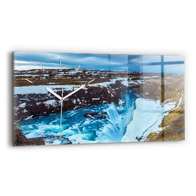 Horizontal wall clock Gullfoss Waterfall in Iceland