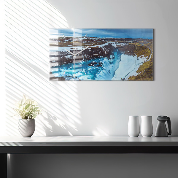 Horizontal wall clock Gullfoss Waterfall in Iceland