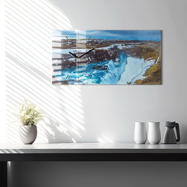 Horizontal wall clock Gullfoss Waterfall in Iceland