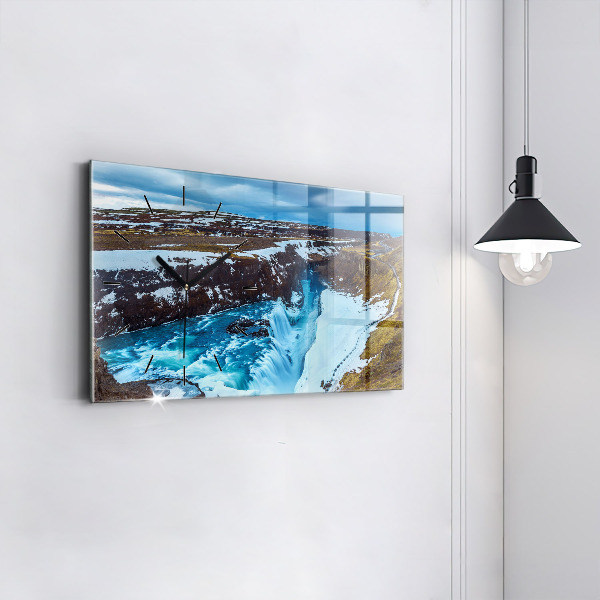 Horizontal wall clock Gullfoss Waterfall in Iceland