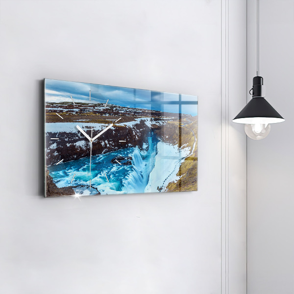 Horizontal wall clock Gullfoss Waterfall in Iceland