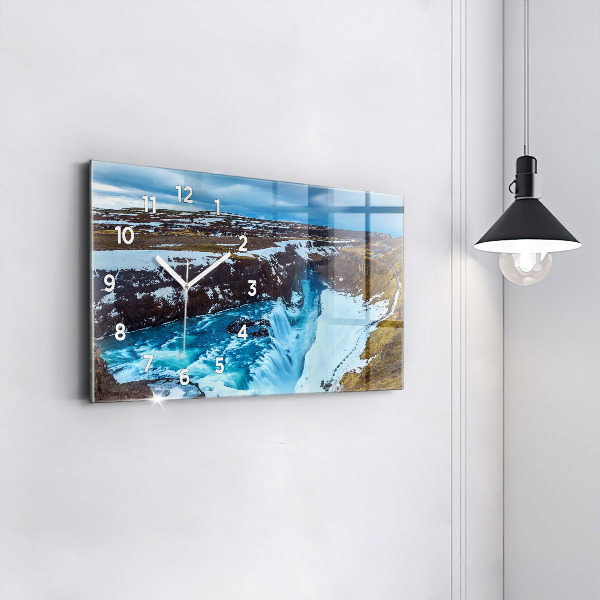 Horizontal wall clock Gullfoss Waterfall in Iceland