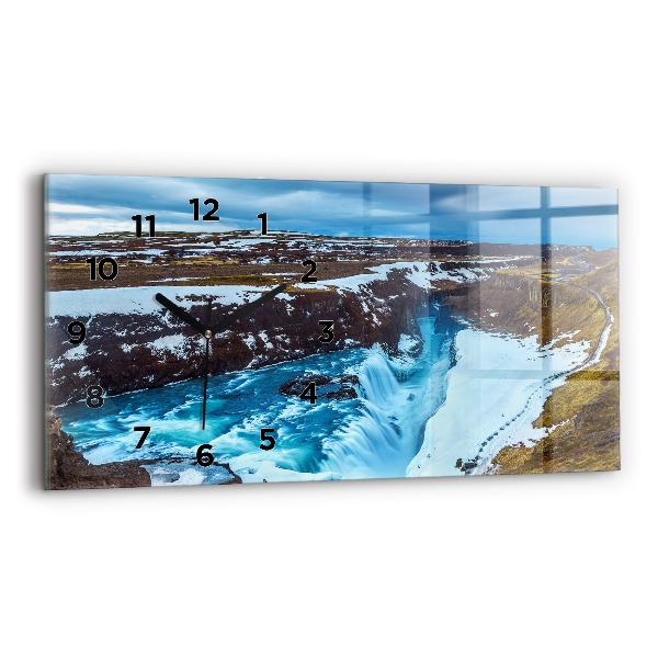 Horizontal wall clock Gullfoss Waterfall in Iceland