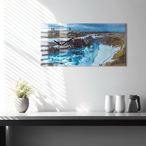 Horizontal wall clock Gullfoss Waterfall in Iceland