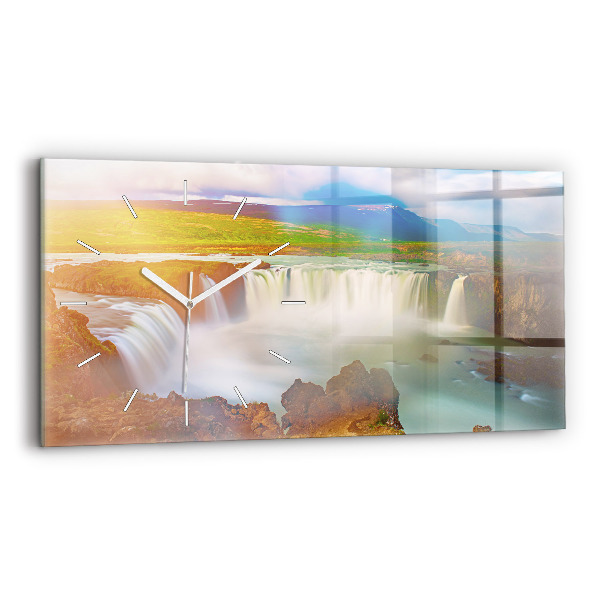 Horizontal wall clock Godafoss in Iceland