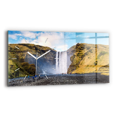 Horizontal wall clock Waterfall in Iceland