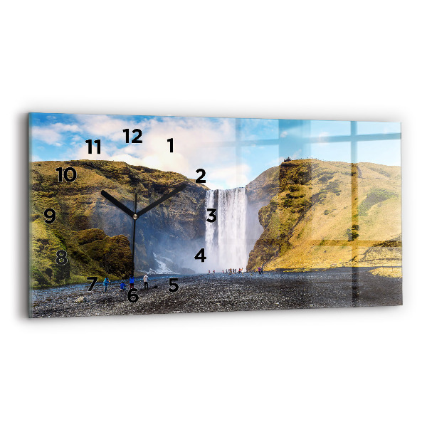Horizontal wall clock Waterfall in Iceland