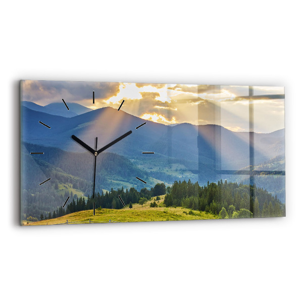 Horizontal wall clock Landscape with forests
