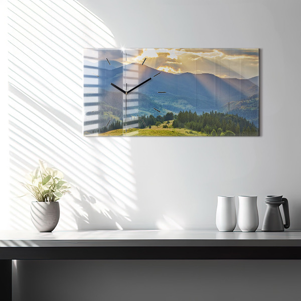 Horizontal wall clock Landscape with forests