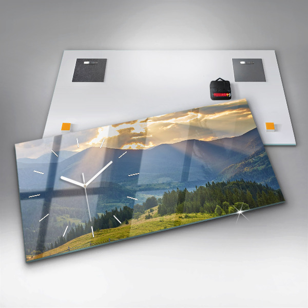 Horizontal wall clock Landscape with forests